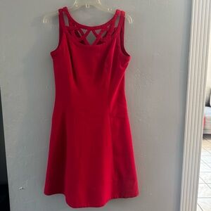 White House Black Market Red Sleeveless Cut Out Dress with Pockets Size 6